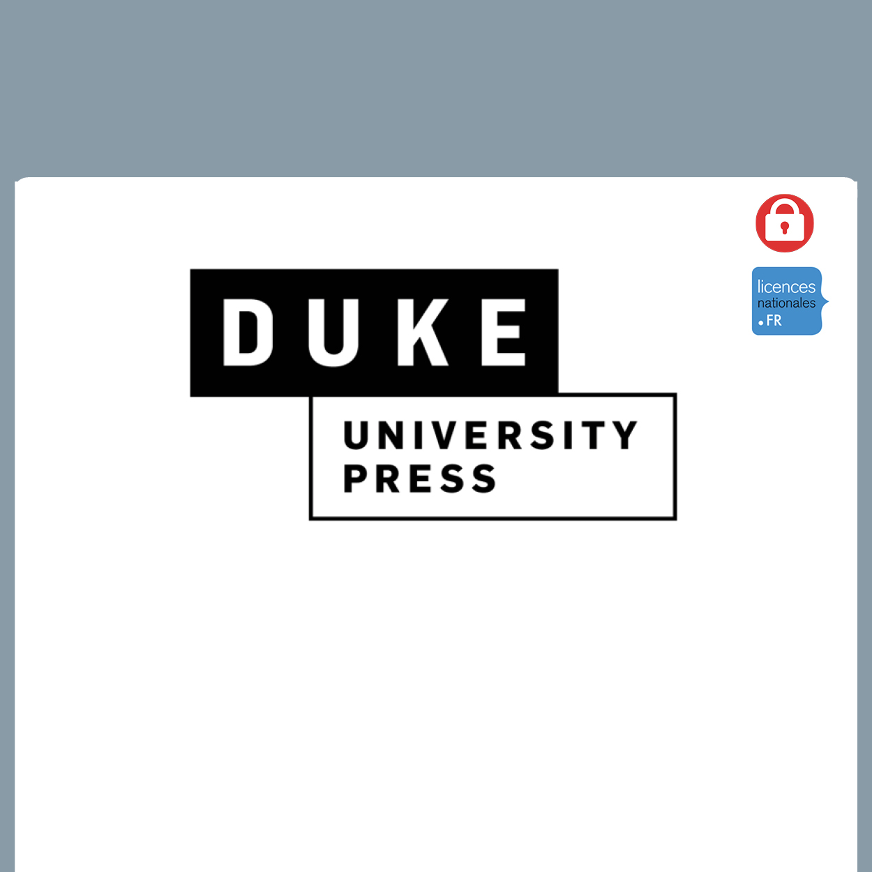 visuel Duke University Press 